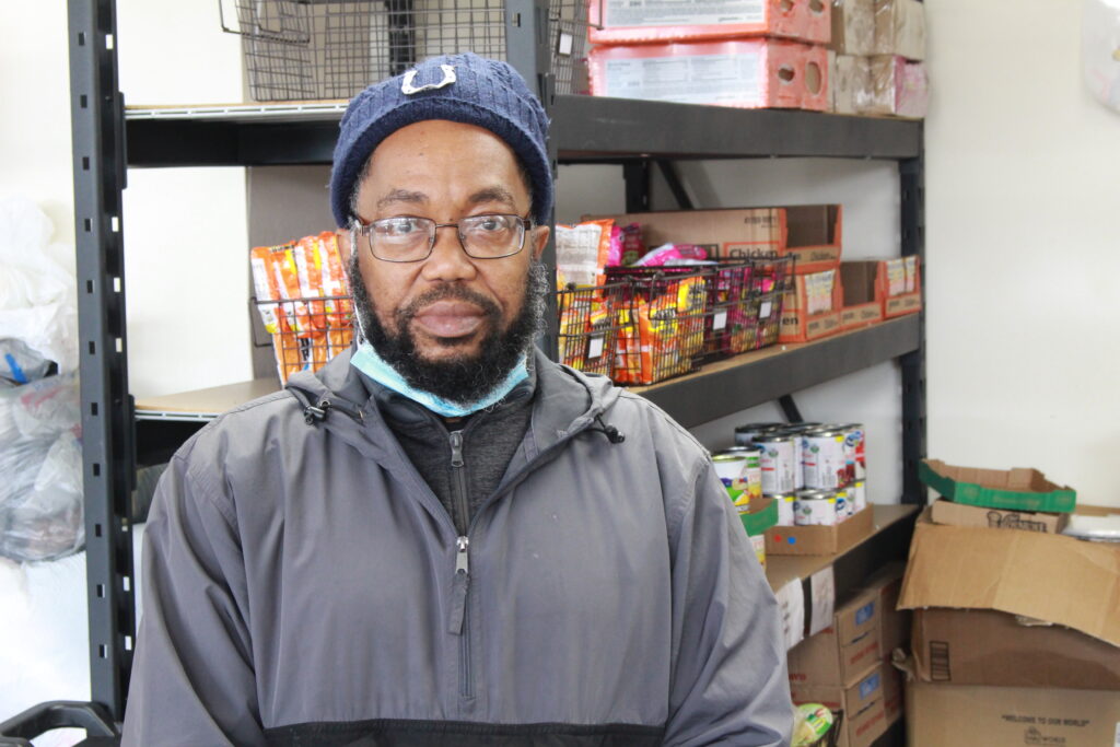 Navy veteran Darryl in HVAF's food pantry.